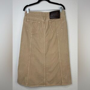 D&G Y2K High Rise Tan Denim Midi Skirt with Slit Size 32/46